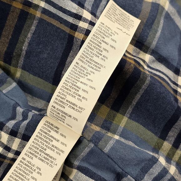 FatFace Vest Mens Large Black Padded Canvas Sherpa Collar Plaid Lined Zip Snap - Picture 11 of 12